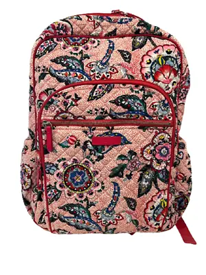 Vera Bradley Large Campus Backpack Stitched Flowers Red Bookbag Bag Travel New • $69.99