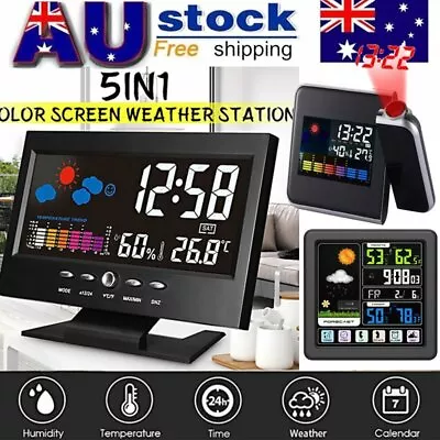 Wireless LED Digital Clock Weather Station Snooze Alarm Thermometer Calendar AU • $22.59