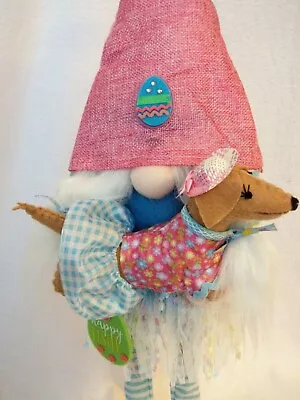 Dachshund Crean Tan Felt Sculpture Easter Spring Girl Tall Standing Gnome Décor • $35