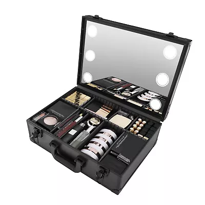 Large Size Makeup Case Cosmetic Train Box Makeup Organizer With Light  Mirror • £61