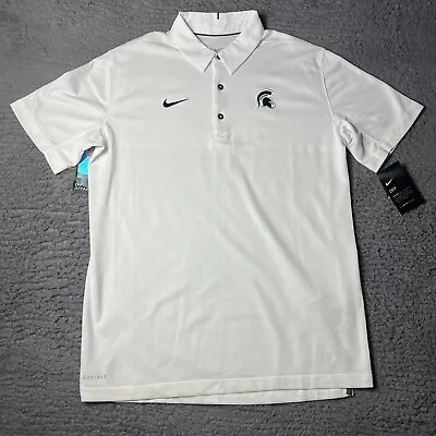 Nike Michigan State Spartans Polo Shirt Mens Medium White Golf Football NWT • $24.88