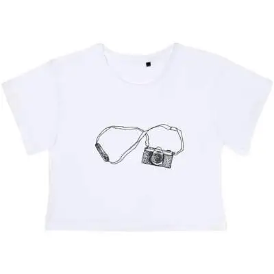 'Vintage Camera' Women's Cotton Crop Tops (CO016244) • $25.57