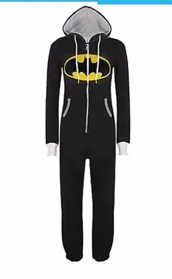 Batman Black Zip Hooded One Piece Union Suit Size Small • $14
