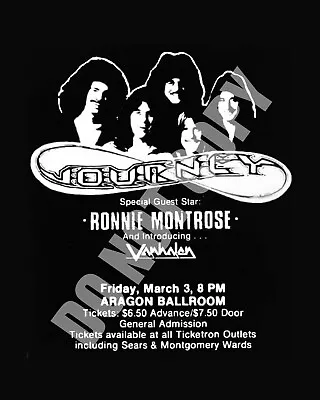 March 1978 Van Halen First Concert Journey Aragon Ballroom Chicago Ad 8x10 Photo • $11.99