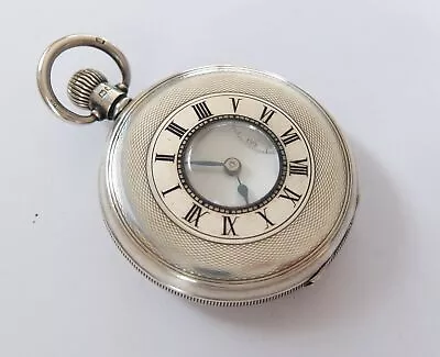 1937 Silver Cased Record 17 Jewels Swiss Lever Half Hunter Pocket Watch Working • £26