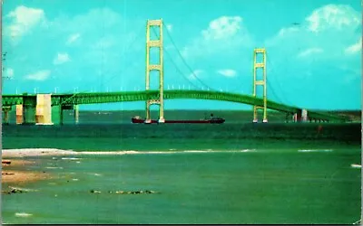 Mackinac Bridge Mackinac Island Michigan MI 1958 Chrome Postcard A4 • $3.55