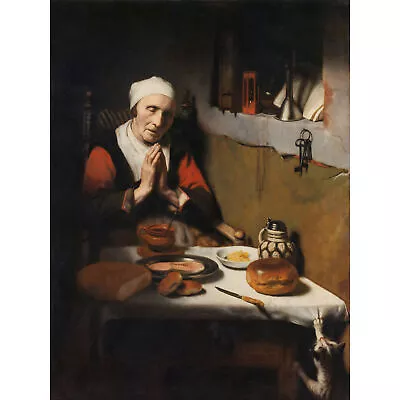 Maes Old Woman Saying Grace The Prayer Without End XL Wall Art Canvas Print • £19.99