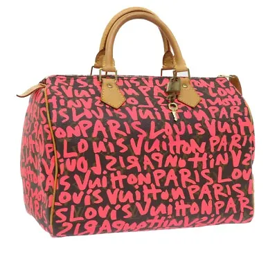 LOUIS VUITTON Monogram Graffiti Speedy 30 Hand Bag Pink M93704 LV Auth 56156A • £2895.40