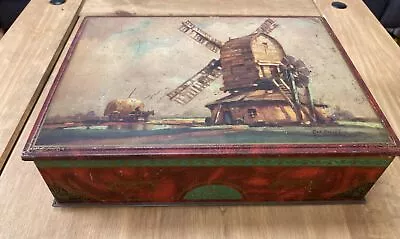 Vintage Tin Victorian William Crawford Biscuits Painted By Geo Ayline Windmill • £5