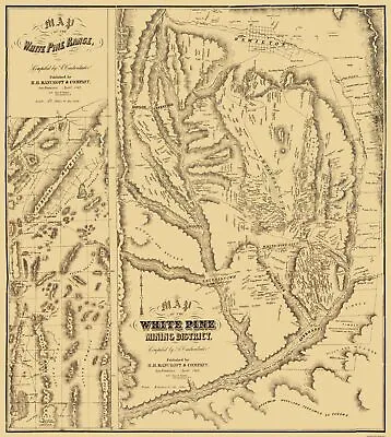 Mine Map - Nevada White Pine Range Mining - Bancroft 1869 - 23 X 25.75 • $36.95