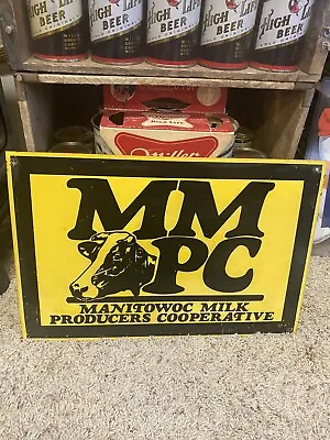 Manitowoc Dairy Sign Milk Producers Co Op Old Metal Sign W Cow Wisconsin • $85