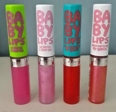 Maybelline Baby Lips Moisturizing Lip Gloss - Set Of 4 - Colours:10 15 55 & 60 • $25.44