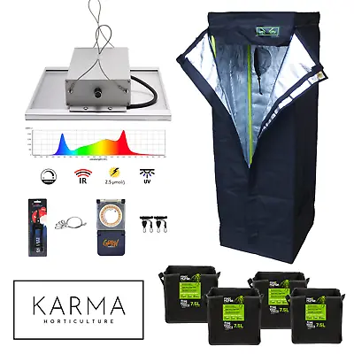 Karma Horticulture LED Grow Light 750w Grow Tent Kit - 0.4m X 0.4m X 1.2m • £169