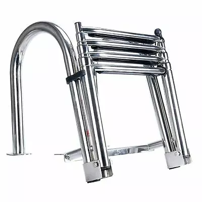 Amarine Made 4 Step Stainless Steel Folding Rear Entry Pontoon Boat Yacht Ladder • $135.99