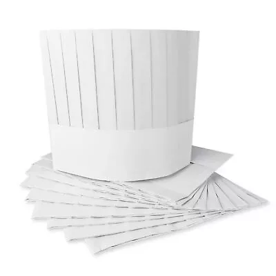 7 /9  White Paper Chef Hat Chef Headwear Disposable Catering Caps Catering • £6.25