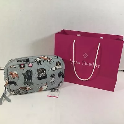 Vera Bradley Cord Organizer Tech Case Dog Show Pattern Gray & Pink Gift Bag New • $41.95