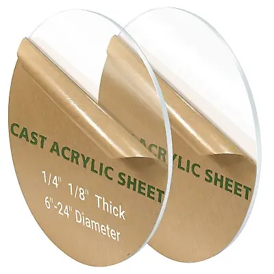 2 Qty 1/4 Round Plexiglass Sheet 6 Inch Diameter Clear Acrylic Circle Round • $10.02