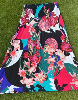 £0.99 • Buy Boho Skirt Long Comfy Maxi Hippy Bright Unique Tropical Bold Festival Vibe M
