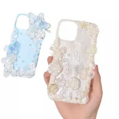 Decoden Phone Case DIY Kit White Red Roses Butterflies Frame Pearl Cream Charms • $23.30