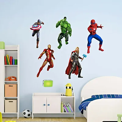 £5.49 • Buy Avengers Superhero Wall Art Stickers Mural Decal Spiderman Hulk Thor 5 Piece Set