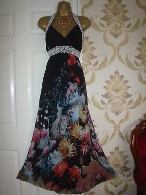 QUIZ Size 8 Sequin Evening Party Prom Dress Cruise Gown Maxi Long • £19.99