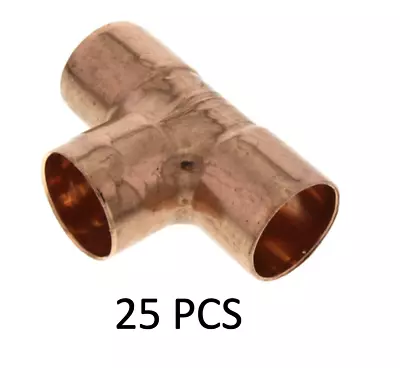 (25 PCS) 3/4  Copper Tee Lead Free Plumbing Fitting C X C X C Sweat Connection • $69
