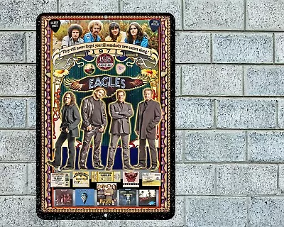 The Eagles Sign Aluminum Metal 8 X12  Garage Man Cave Classic Rock • $12.95