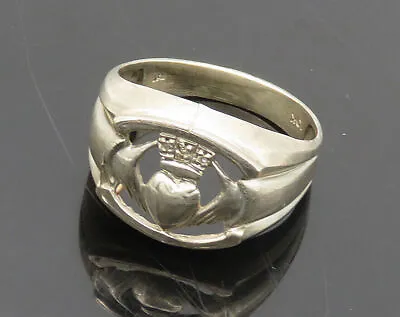 10K GOLD - Vintage Genuine Diamonds Traditional Claddagh Ring Sz 10.5 - GR059 • $299.28