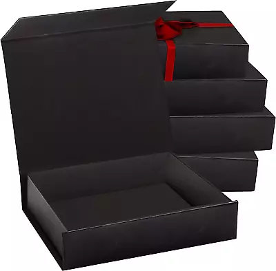 2 Pack Black Hard Gift Box With Magnetic Closure Lid 7  X 5  X 1.6  Rectangle Bo • $14.99