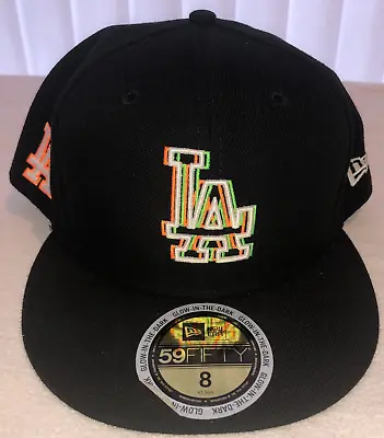 La Dodgers 3d Glow In The Dark Fitted Hat Black Size 8 Mens New Era 59 Fifty • $39.99