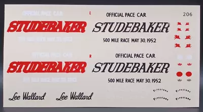 Fred Cady | No. 206 | 1:25 1952 Studebaker Pace Car Decals • $15