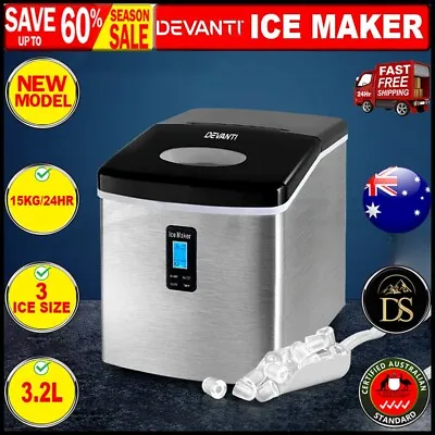 Devanti Ice Maker Machine Commercial Stainless Steel Portable Ice Cube Tray 3.2L • $183.83