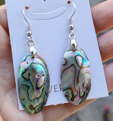 Natural Abalone Shell Ear Pendants Earrings Pair • $1.02