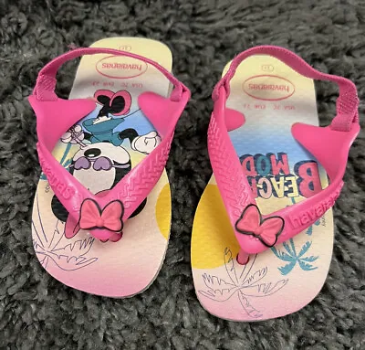 Havaianas Size 5 UK Eur 23 Disney Minnie Mouse Baby Kids Pink Flip Flop Sandals • £4.49