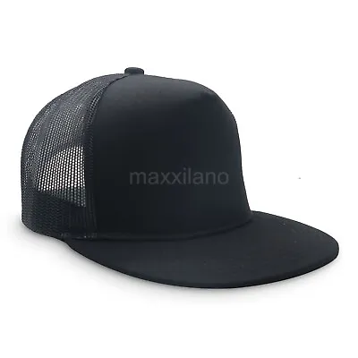 Snapback Hat Cotton Mesh Solid Flat Brim Style Baseball Cap Trucker Men Visor • $8.75