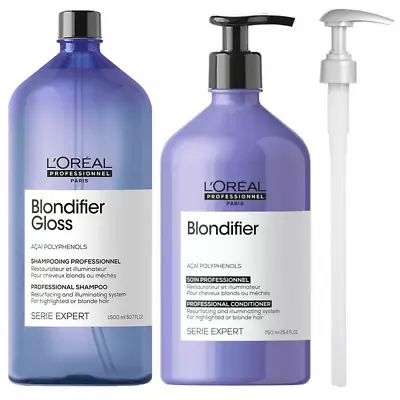 £52.99 • Buy L'OREAL Professional Blondifier Gloss Shampoo 1500ml + Conditioner 750ml + Pumps