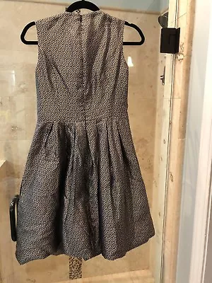 PAUW Size 0 Xs Blue Gray Silver Polka Dot 100% Silk Pockets Dress Meghan Markle • $66.55