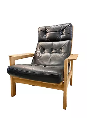 Mid Century Danish Leather Reclining Lounge Chair Attributed To BØrge Mogensen • £995