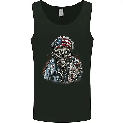 American Zombie USA Flag Halloween Mens Vest Tank Top • £9.99