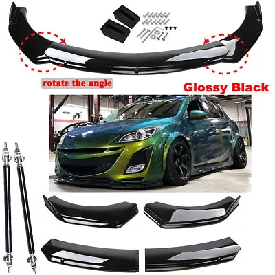 For Mazda 3 Mazdaspeed3 Front Bumper Lip Body Kit Spoiler Splitter Gloss Black • $69.99