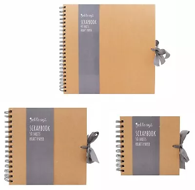 £5.19 • Buy DIY Photo Album Brown Kraft Papers Scrapbook With Ribbon Spiral Bound Hard Back