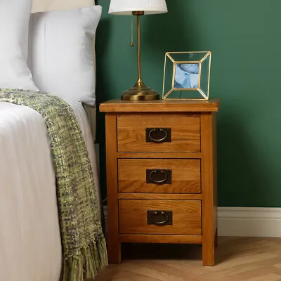 £99 • Buy Rustic Oak Small Bedside Cabinet / Solid Wood Nightstand / Bedside Table