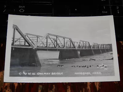 NIOBRARA NEBRASKA - 1950s RPPC POSTCARD C & N.W. RAILROAD BRIDGE - O'NEILL PHOTO • $7.25