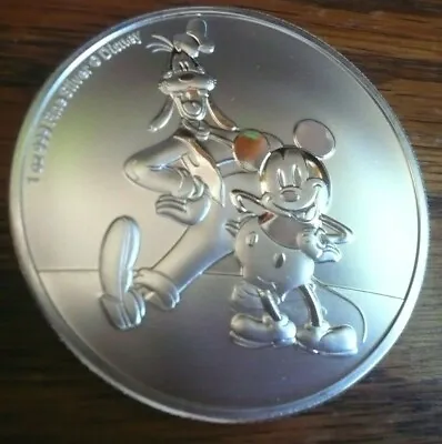 BU 2021 Mickey Mouse & Goofy Niue Disney 1 Oz .999 Silver Coin Round • $45.95