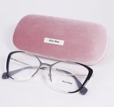 Miu Miu MU 51QV Eyeglasses Pale Gold Butterfly Frame Demo Lens 145mm Full Rim • £149.99