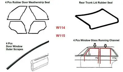 Full Rubber Door Trunk Weatherstrips Gasket Seals 13Pcs Mercedes Benz W114 W115 • $294.41