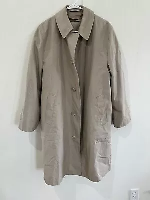 Misty Harbor Mens Tan Lined Long Sleeve Collared Button Front Trench Coat Sz 38 • $8