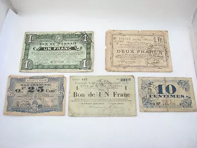 Antique French Local Banknotes Various Grades Mostly C1910s Plus A Modern 50 F • £18