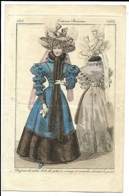 Journal Des Dames   Regency Fashion Plate    Costume Parisien  1828  Plate 2584 • £9.99