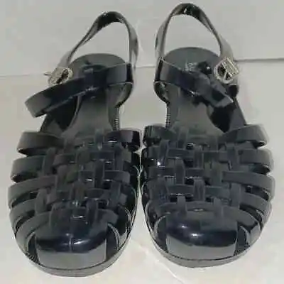 Women Flat Heel Gladiator Water Summer Shoes Jelly Fisherman Sandals BLACK Y2k • $44.21